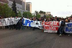 Manifestació a la Diagonal d'estudiants i treballadors de la UPC
