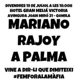 Cartell de benvinguda a Mariano Rajoy