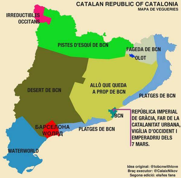 Catalan Republic of Catalonia (Mapa de les vegueries) o la Gran Barcelunya