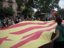 Estelada gegant a la cercavila per l'escola en català