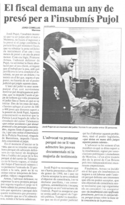 1993- Judici a Manresa contra el jove independentista Jordi Pujol per la seva negativa a fer el servei militar espanyol