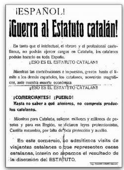  La manifestació del 2005  contra l'Estatut català a Madrid convocada pel Foro d'Ermua reprenia una tradició de la dreta espanyolista (octaveta del 1932)