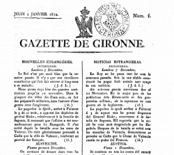 1812 Comença a imprimir-se la 'Gazette de Gironne', publicació bisetmanal del govern napoleònic