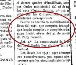 1938 Les autoritats mobilitzen dels joves de la lleva del 41, la lleva del biberó