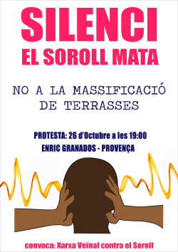 Protesta veïnal a Barcelona contra les conseqüències de la massificació de terrasses a Enric Granados