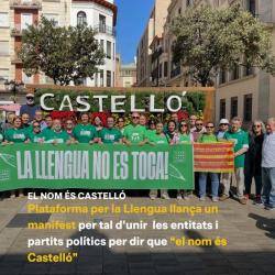 Manifest per tal d?unir les entitats i partits polítics per dir que ?el nom és Castelló?