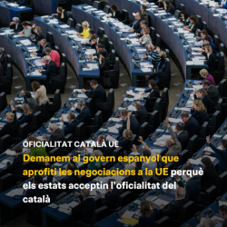 Títol de la imatgePlataforma per la Llengua demana al govern espanyol que aprofiti les negociacions a la UE perquè els estats acceptin l?oficialitat del català
