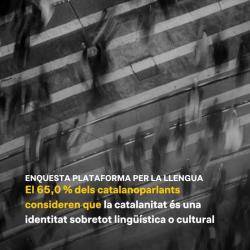 A Catalunya, dos de cada tres catalanoparlants consideren que la catalanitat és una identitat principalment lingüística o cultural