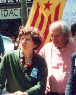 L'Encara Jordán, en una fotografia el 1996 a les Rambles de Barcelona, reclamant la llibertat dels presos independentistes