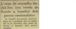 Venda de llaçets en benefici dels presos nacionalistes (Onze de Setembre de 1934).