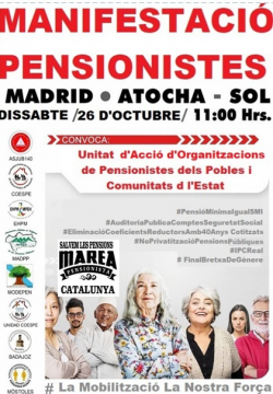 26 d'octubre de 2024, marxa unitària sobre Madrid en defensa de les pensions públiques