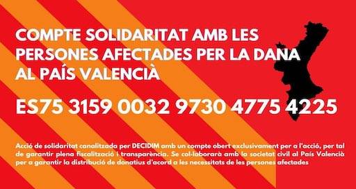 Decidim distribueix 65.000 euros en accions solidàries amb la campanya "Reconstruïm el País Valencià"