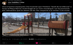 El batlle de Girona denuncia a la xarxa social X que una empresa espanyola s'ha inventat un inexistent "parque Princesa de Girona" (piulada del 04/01/2025)