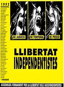 Cartell de Marcel Dalmau en motiu del judici als detinguts per l'Operació Garzón (1995)